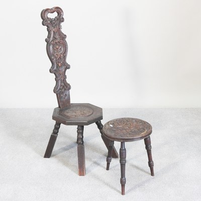 Lot 383 - An early 20th century carved oak spinners'...