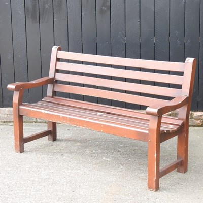Lot 539 - A hardwood slatted garden bench