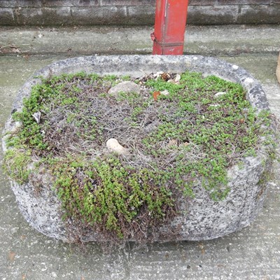 Lot 201 - A cast stone garden trough, 58cm wide