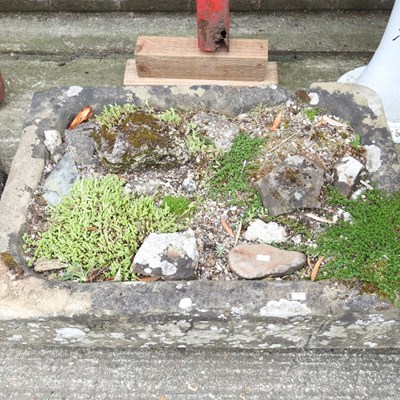 Lot 133 - A carved sandstone garden trough, planted with...