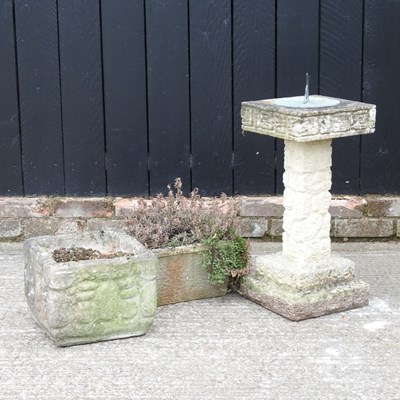 Lot 477 - A cast stone sun dial, 62cm high, together...