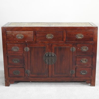 Lot 317 - A modern Chinese sideboard, with a woven inset...
