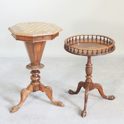 Lot 334 - A reproduction tripod table, together with a...