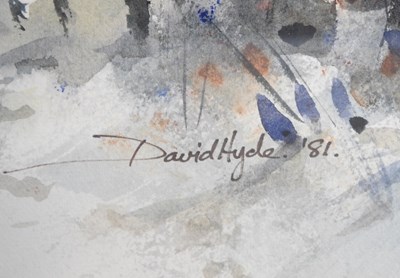 Lot 54 - David Hyde, b1947, winter landscape, with...