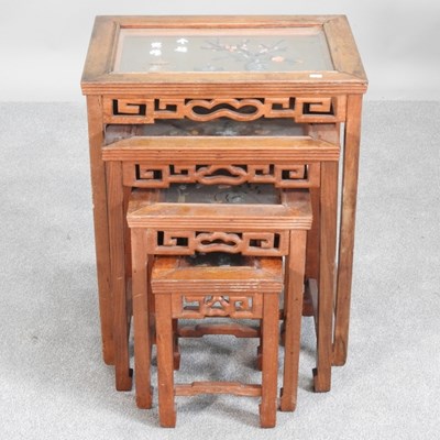 Lot 523 - A quartetto of Chinese carved hardwood...