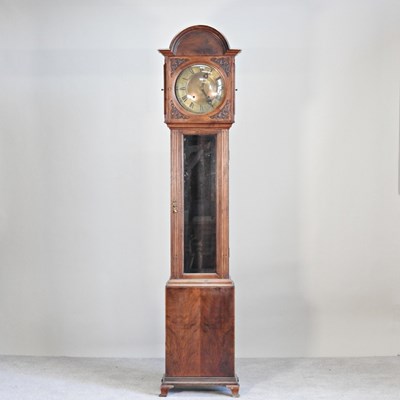 Lot 467 - An early 20th century walnut case longcase...