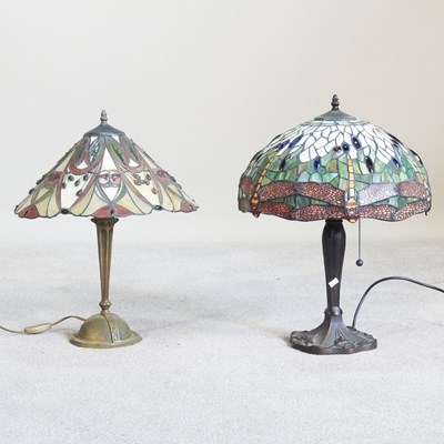 Lot 662 - A Tiffany style table lamp, 55cm high,...