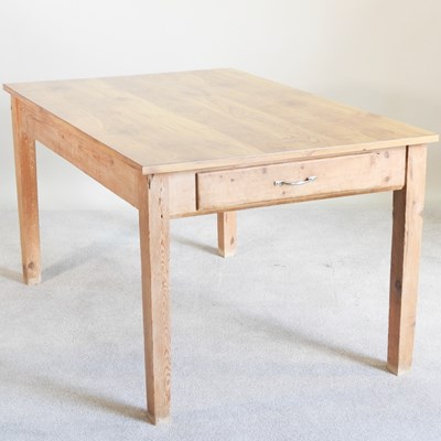 Lot 329 - An antique French pine kitchen table, with...