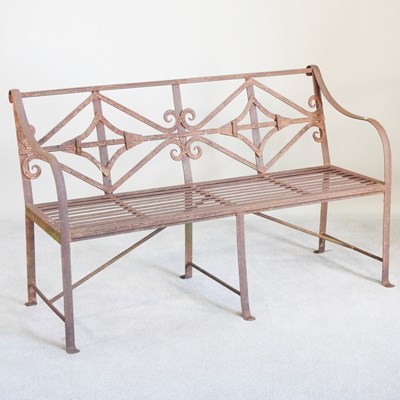 Lot 138 - A Regency style cast iron garden bench, of...