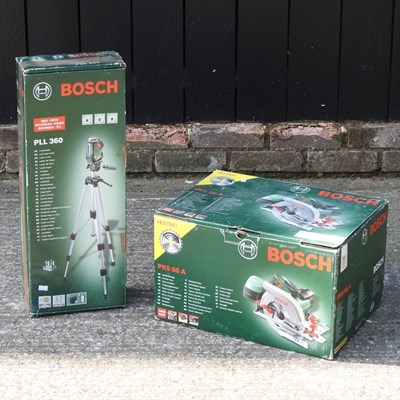 Lot 518 - A Bosch laser level, together with circular...