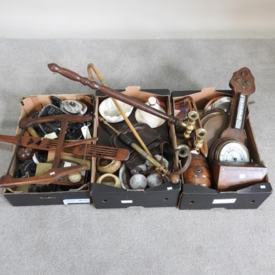 Lot 663 - A collection of wooden items and metalwares,...