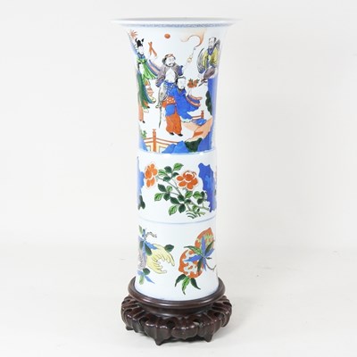 Lot 345 - A Chinese Kang-Xi style porcelain vase, 20th...