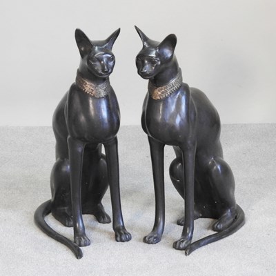 Lot 143 - A pair of large bronze Egyptian style models...