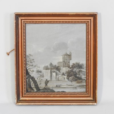 Lot 253 - Dutch school, 19th century, figures skating on...