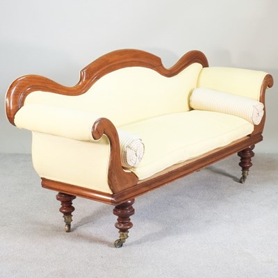 Lot 343 - A Victorian mahogany scroll end sofa, recently...