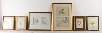 Lot 351 - Two pen and ink studies of a boy, framed...