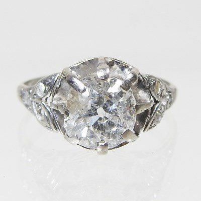 Lot 26 - An antique diamond ring, of Art Deco design,...