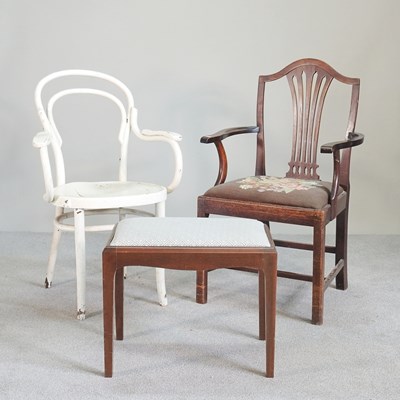 Lot 370 - A white painted Thonet armchair, together with...
