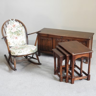 Lot 339 - A 20th century oak coffer, with linen fold...