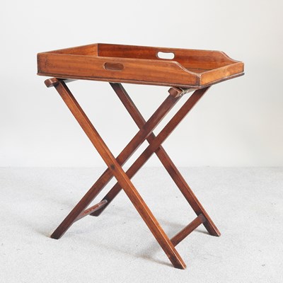 Lot 282 - A 19th century butler's tray, on a folding stand