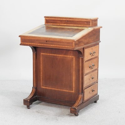 Lot 301 - A Victorian mahogany and inlaid davenport