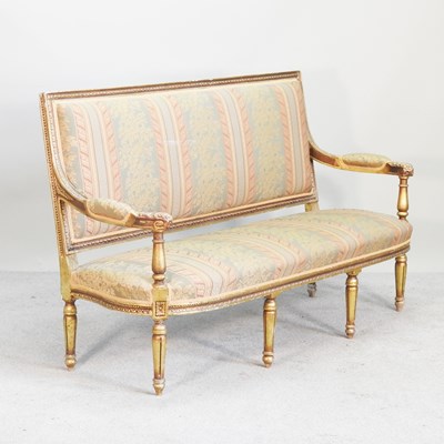 Lot 164 - A French style gilt framed sofa, mid 20th...