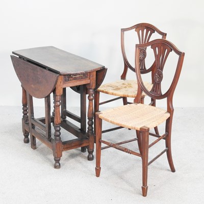 Lot 569 - A small 19th century oak gateleg table,...