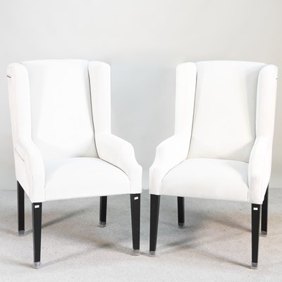 Lot 122 - A pair of modern cream upholstered button back...