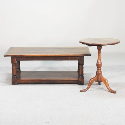 Lot 229 - A modern oak two tier coffee table, together...