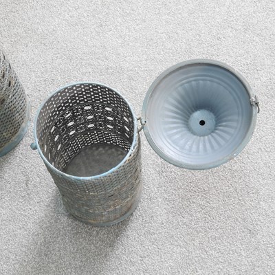 Lot 29 - An Eastern blue painted metal hanging lantern,...