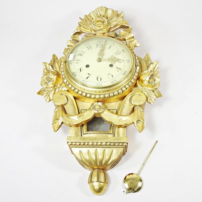 Lot 407 - A mid 20th century French gilt cartel clock,...