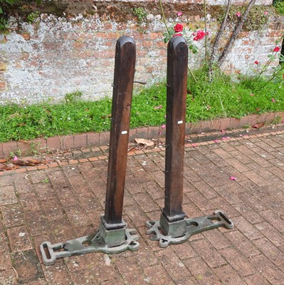 Lot 367 - A pair of vintage wooden tennis court posts