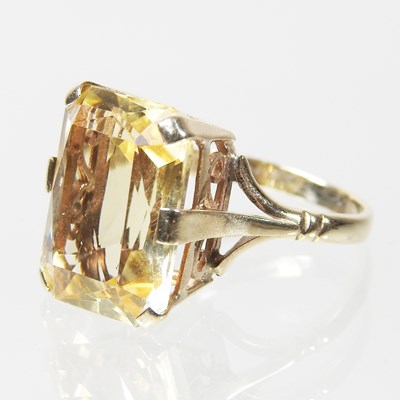Lot 28 - A large 9 carat topaz cushion cut dress ring,...