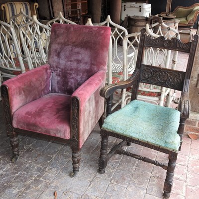 Lot 33 - A Regency red upholstered armchair