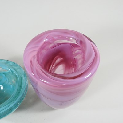 Lot 40 - A Swedish Kosta Boda pink glass vase, with...