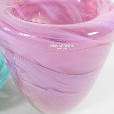 Lot 40 - A Swedish Kosta Boda pink glass vase, with...