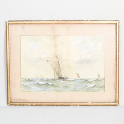 Lot 684 - J E Biddle, 19th century, coastal scene with...