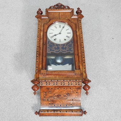 Lot 324 - A 19th century Tunbridge decorated wall clock,...