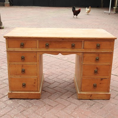 Lot 53 - A 19th century pine pedestal desk