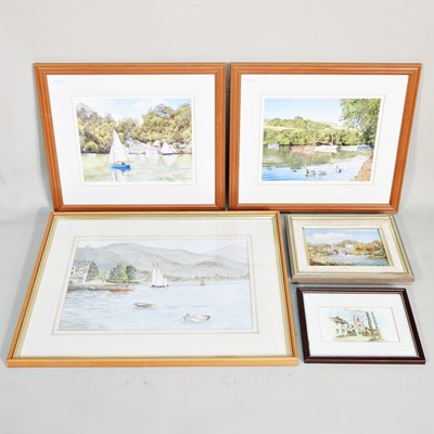 Lot 226 - Linda Wallis, contemporary, river landscape,...