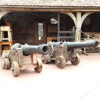 Lot 61 - A pair of large replica Tudor ships cannons