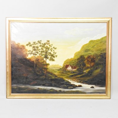 Lot 328 - E S Blackie, 20th century, river landscape,...