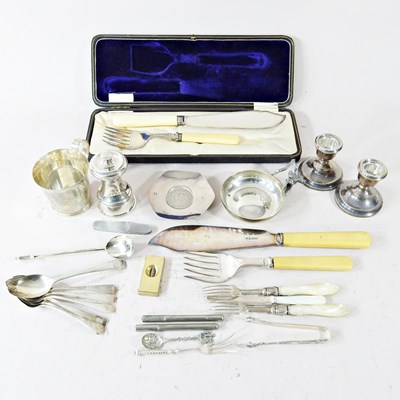 Lot 674 - A collection of silver and silver plated items,...