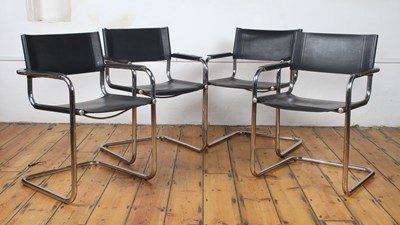 Lot 282 - After Marcel Breuer, a set of four chrome and...