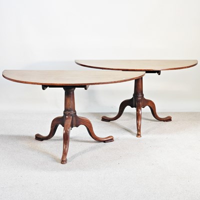 Lot 246 - A pair of George III mahogany half round side...