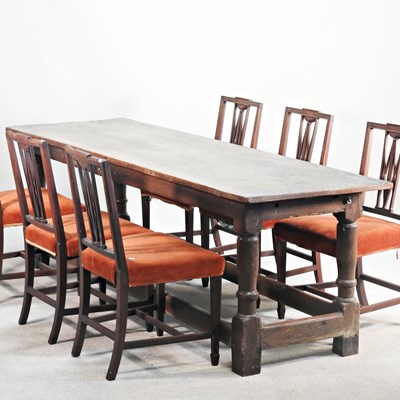 Lot 170 - An 18th century oak refectory dining table,...