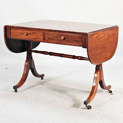 Lot 187 - A 19th century mahogany sofa table, on a...