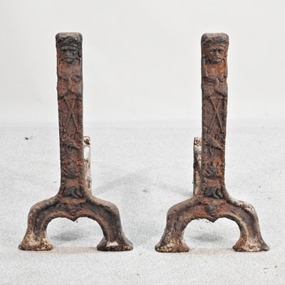 Lot 308 - A pair of large 19th century cast iron fire...