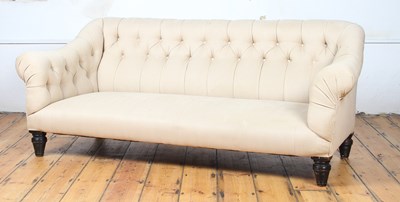 Lot 468 - A Victorian style cream upholstered button...