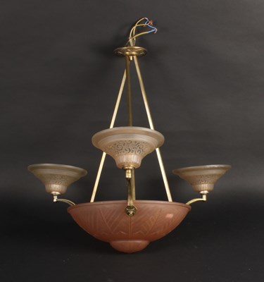 Lot 227 - A French Art Deco glass ceiling light pendant,...